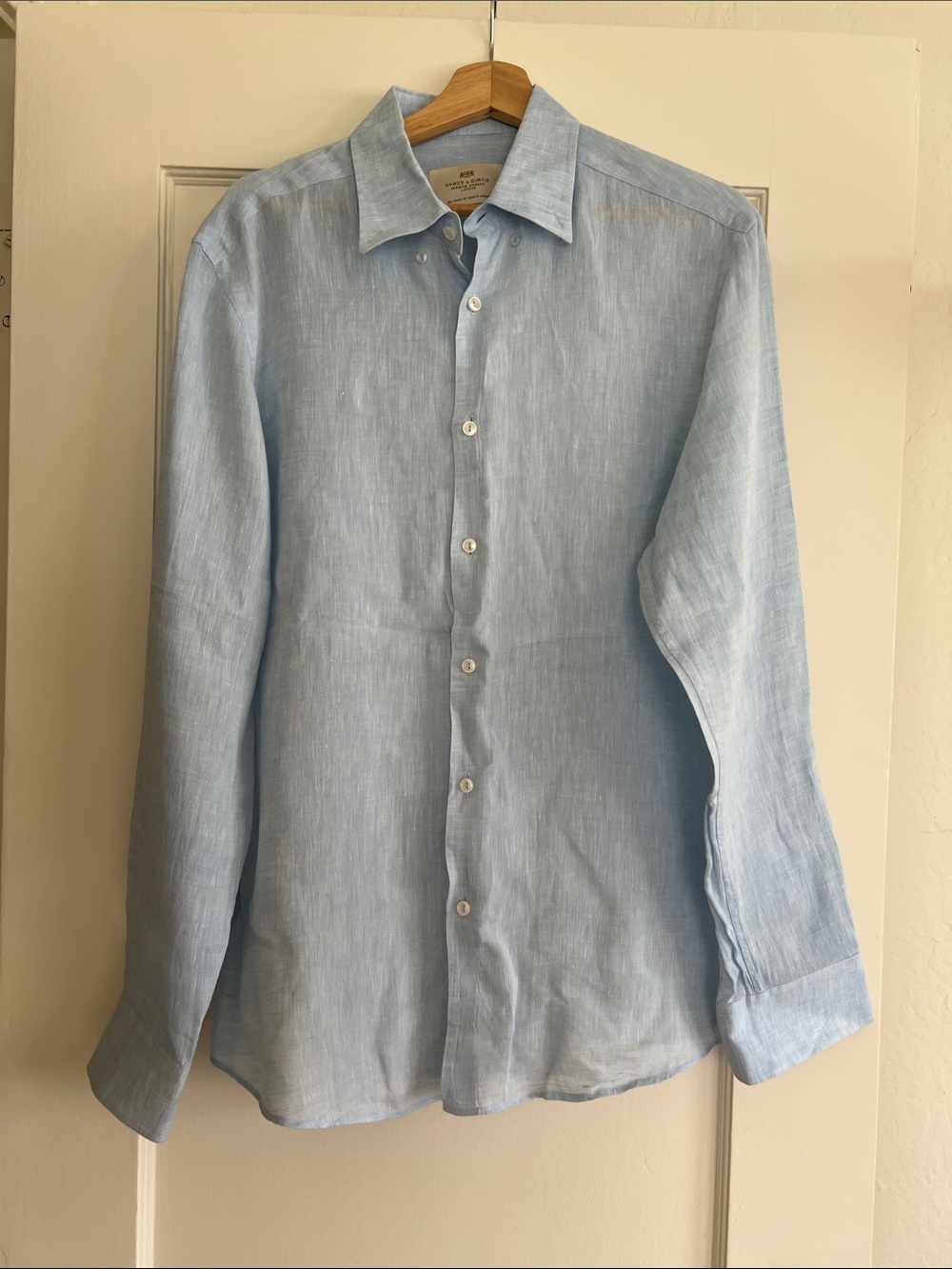 Hawes & Curtis Light Blue Linen Button-Down Shirt